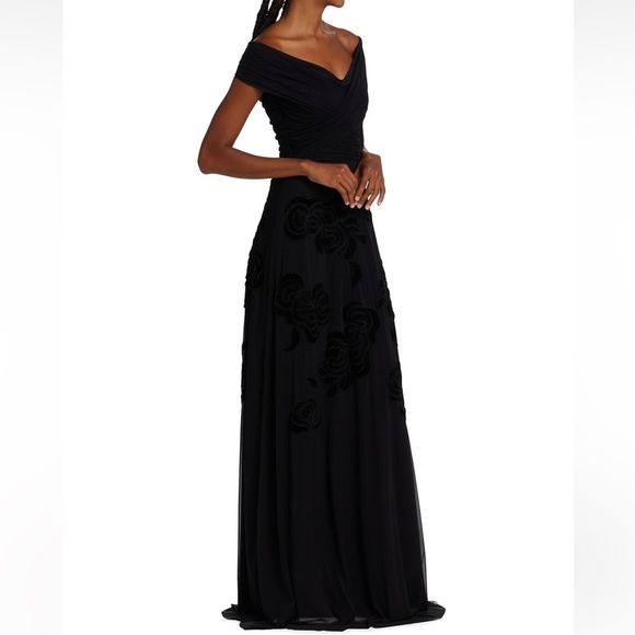 Chiara Boni La Petite Robe Destiny Velvet Floral Tulle Gown 4 NWT - Picture 4 of 9